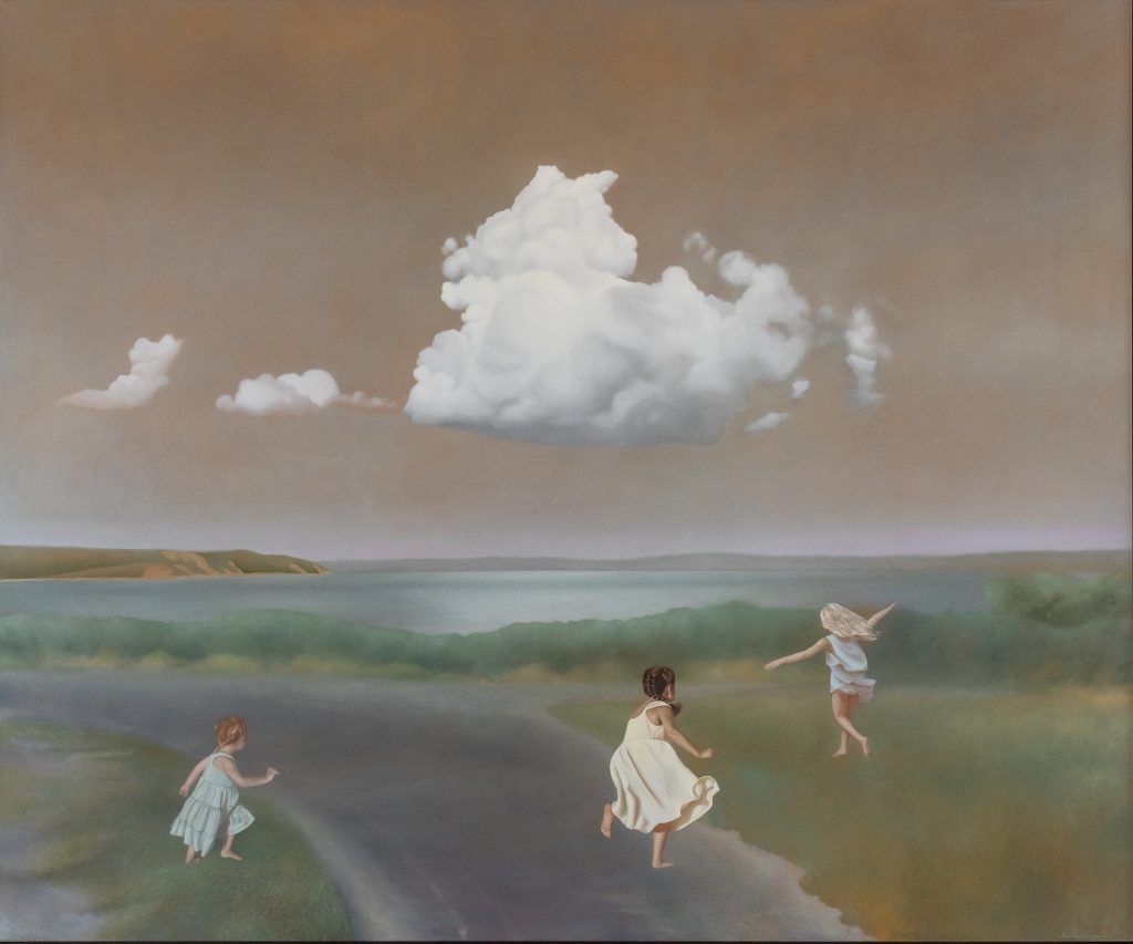 Girls with Cloud, Oil on Linen, 60 x 69 inches, 2022