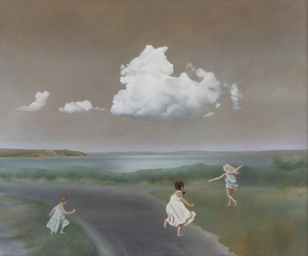 Girls with Cloud, Oil on Linen, 60 x 69 inches, 2022