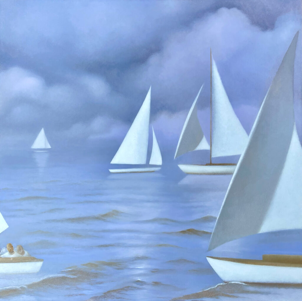 Quiet Fleet, Oil on Panel, 18 x 18 inches, 2024