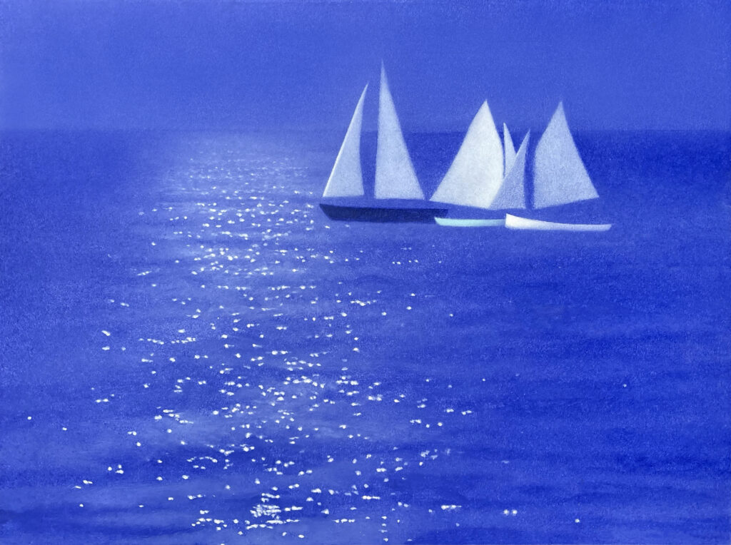 Moonlit Sail, Oil on Panel, 2025