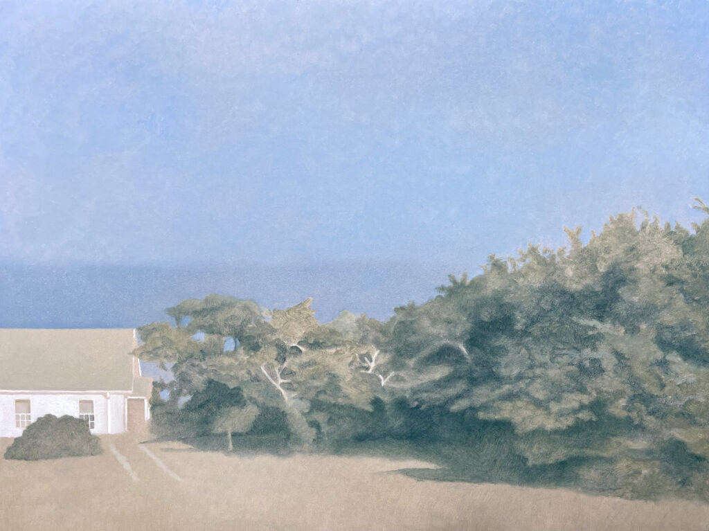 Poplars by the Sea, Oil on Panel, 12 x 16 inches, 2024