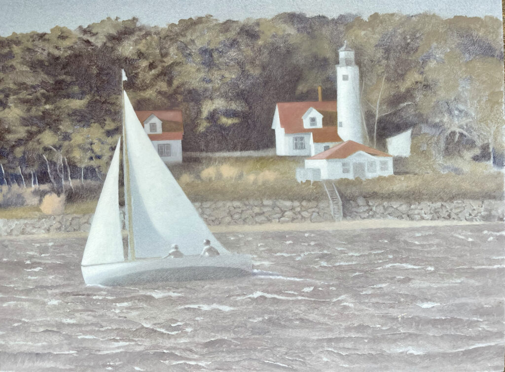 West Chop Sail, Oil on Panel, 9 x 12 inches, 2024